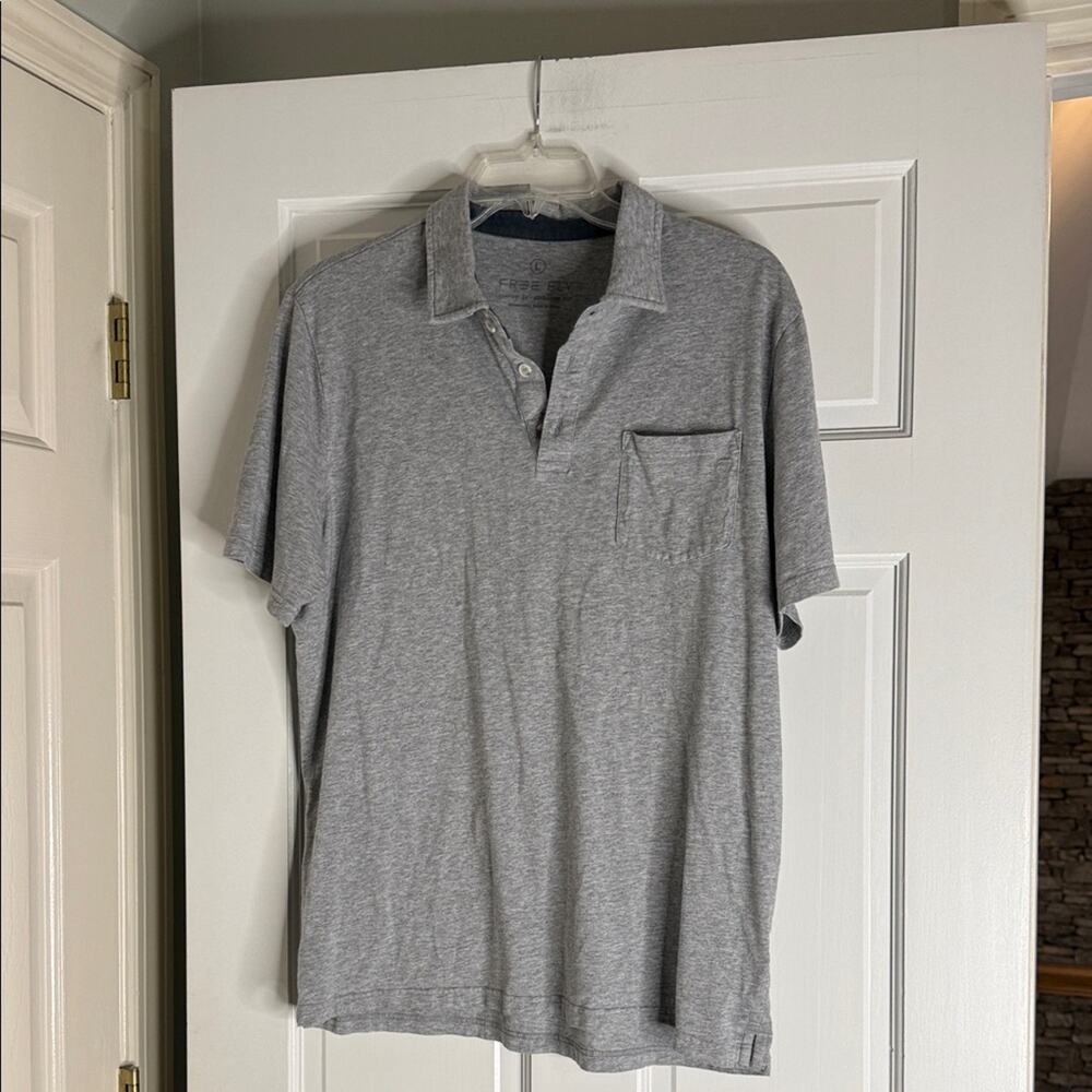 Free Fly Apparel Light Gray Polo Shirt large